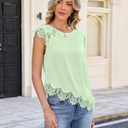 JTD Women's Sleeveless Tops Lace Trim Tank Tops Casual Loose Blouses 2026 Summer Trendy Dressy Tank Shirt Green (L)