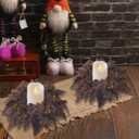 6PCS Plum Cimicifuga Seeded Small Wreath, Artificial Flower Garland Candle Ring for Fall Wedding Decor, Boho Home Decor, Thanksgiving, Table Centerpiece, Mantle Decor