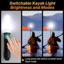 360 Degree Kayak LED Lights with Retractable Pole and Orange Visibility Flag, Waterproof Navigation LED Light for Night Kayaking Fishing Paddling, Kayak Accessories