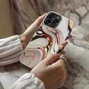 Goodon for iPhone 15 Pro Case - Wireless Charging - Dual-Layer Hard Shell & Silicone Cover - Protective Phone Case with Cute Wildflower Designs for Women - Marble Morph
