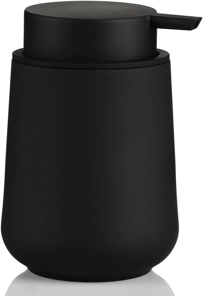 YAUKPH Matte Black Liquid Hand Soap Dispenser Plastic 11 oz - Modern Minimalist Style for Bathroom & Kitchen Countertop Refillable