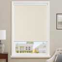 ChrisDowa Cordless 100% Blackout Roller Shade, with Striped Jacquard, Thermal Insulated, UV Protection Fabric, Total Blackout Blinds for Window, French Doors, Home and Office.Beige, 22" W x 72" H