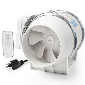 Voltset 4" Inch Inline Exhaust Fan with Remote Control, 280 CFM High Efficiency Air Flow for Bathroom, Kitchen, Grow Tent, Hydroponics, 3D Printer