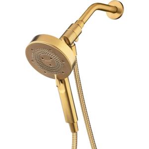 Brondell Nebia Yuba HaloNetic Double Dock Magnetic Handheld Shower Head, 60" Stainless Steel Hose, 5-Setting, Matte Gold