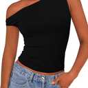 PRETTYGARDEN Womens Off Shoulder Tops 2025 Summer Trendy Casual Crop Top Cute Fitted Going Out Tshirts Shirts (Small, Black)
