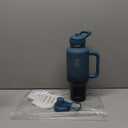 Trebo Insulated Water Bottle 40oz that Fits in Car Cup Holder with Spout Straw Lids, Stainless Steel Bottles Travel Flask with Handle, Metal Reusable Tumbler, Leakproof Keep Cold &Hot,Indigo/Black