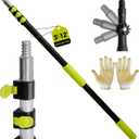 3-12ft Telescopic Extension Pole,Multi-Purpose Extension Pole with 180 Universal Thread Head, Black Oxide Aluminum Extendable Pole with Flip-Lock, for Painting,Dusting,Window Cleaning