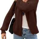 SOLY HUX Women's Chunky Knit Button Up Cardigans Crew Neck Long Sleeve Fall Sweater Outerwear (Coffee Brown)