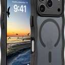 2 x Hualele for iPhone 17 Pro Max Case Cute for Women, Compatible with MagSafe, Military Grade Dropproof Translucent Matte Back Curly Wave Edge Slim Girly Phone Case 17 Pro Max Case iPhone, Black