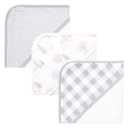 Touched by Nature Unisex Baby Organic Cotton Hooded Towels, Gray Woodland, One Size