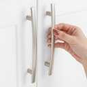 10 Pack 5 Inch Hole Centers, Curved Brushed Nickel Cabinet Pulls Satin Nickel Cabinet Handles Silver Kitchen Hardware for Cabinets ZP2204 Drawers Bedroom Dresser Bathroom Vanity Cupboard Closet