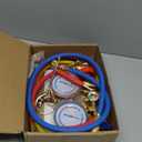 3 Way AC Manifold Diagnostic Gauge Set for R134a R404a, with 3 Feet Charging Hoses Quick Coupler Adapter and Can Tap, for Auto Air Conditioner Refrigerant Test and Recharge