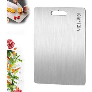 Stainless Steel Cutting Boards for Kitchen, 2026 New Upgrade Titanium Cutting Boards, Double Sided Non Stick Metal Chopping Board for Cutting Meat Vegetable Fruit, Easy to Clean (L)