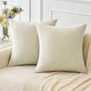 MIULEE Pack of 2 Cream Throw Pillow Covers 18x18 Inch Natural Soft Pillow Covers for Sofa Living Room Couch Solid Dyed Cases