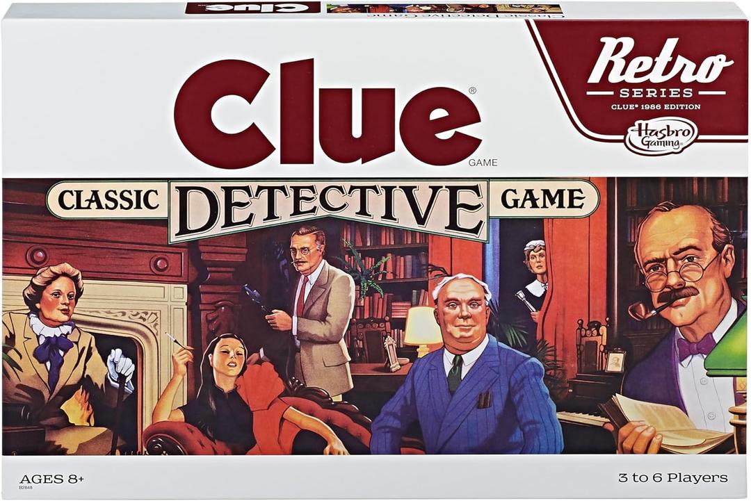 Hasbro Gaming Retro Series Clue 1986 Edition Board Game, Classic Mystery Game for Kids, Family Board Games for 3-6 Players, Ages 8+