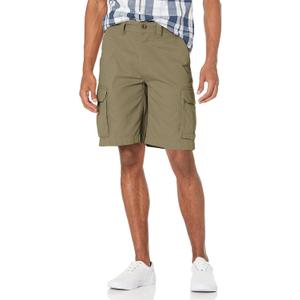Amazon Essentials Men's 10" Classic-Fit Cotton Cargo Shorts with Pockets, Zip Fly, Button Waist, Khaki, 34