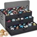 HOLDN STORAGE Christmas Ornament Storage Box with Dividers, Holds Up to 72 Ornaments (4 Inches), Large Organizer with 3 Stackable Trays - Gray