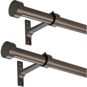 2-Pack Curtain Rod for Windows 16-28",Adjustable Window Curtain Rods with Premium Aluminum End Cap Finials and Full Surround Brackets,7/8"(0.073Feet) DiameterDark Bronze Drapery Rods for Curtains