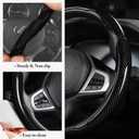 Carbon Fiber Steering Wheel Cover, Snap on Car Steering Wheel Cover Set Accessories 3pcs Wrap Grip Non Slip Protector Universal Glossy, Black