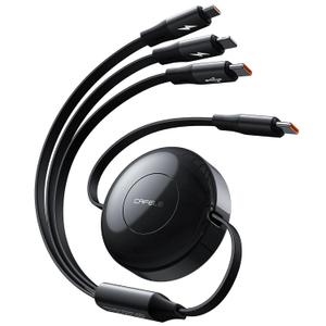 CAFELE Upgraded Retractable USB C Cable, 100W Multi Charging Cable, 3 in 1 Fast Charging Charger Cord with Type C/L/Micro USB Ports for Phone 16 15 14 Galaxy MacBook Pad, Travel for Multiple Devices