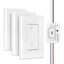 DEWENWILS Wireless Wall Light Switch Kit, No WiFi Needed Remote Control Switch for Small Appliance, Lamps, Lighting Fixture, No in-Wall Wiring, Long RF Range, 3 Pack Switches+1 Receiver
