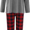 Mom and Daughter Matching Pajamas Christmas Graphic Christmas Deer Reindeer Funny Family Pjs Soft Pajamas Set Jammies Plaid Matching Pajamas for Couples Merry Christmas Xmas Santa Warm, C_red, Small
