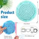 Coasters Set of 6 for Drinks Boho Absorbent Woven Cotton Coaster with Holder Farmhouse Tassel Macrame Cup Mat Housewarming Gift for Coffee Table Home Kitchen Office Decoration, 4 in(Beach Color)