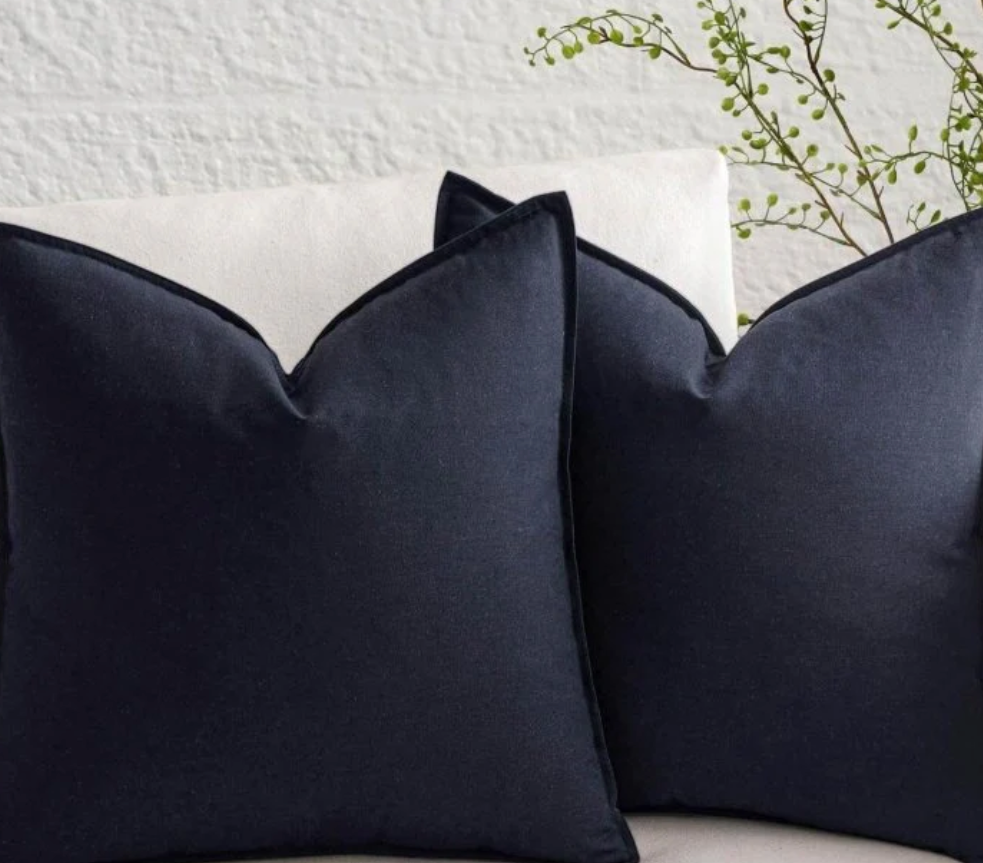 Miulee, Luxury Cotton 2 Piece Pillow Set, Designer Home Décor, Textured Pleats Charcoal,26"x 26"