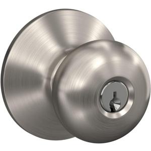 Schlage F51A PLY 619 Plymouth Door Knob, Keyed Entry Lock, Satin Nickel