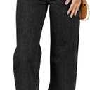 Sidefeel Women's Jeans High Waisted Straight Leg Stretchy Jeans Trendy Loose Wide Leg Zimbaplatinum Denim Pants with Pockets (Black, 6)