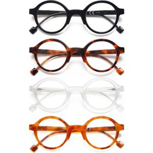 Round Reading Glasses for Women Men, Blue Light Blocking Readers, Lightweight Computer Eyeglasses for Books, Screens (Black/Tortoise/Clear/Amber)