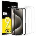 NEW'C 3 Pack Designed for iPhone 15 Pro Max Screen Protector (6.7 inches), Enhanced Tempered Glass Protection with easy installation tool included, Ultra Resistant