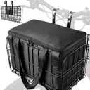 LIQING Bike Basket Front Folding Bicycle Basket with Removable Liner Bag, Quick Release Design Metal Ebike Basket for Adult Women/Men Carrying Dogs, Pets, Fruit & Grocery