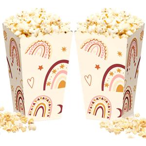 16PCS Boho Rainbow Groovy Popcorn Boxes Favor Candy Goodies Treats Boxes | Boho Rainbow Popcorn Boxes for Boho Hippie Groovy Party Decorations Retro Baby Shower Wedding Bridal Shower Supplies