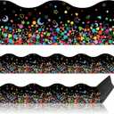 Capoda 24 Pcs Confetti Magnetic Borders for Bulletin Board Classroom Black Boarder Trim Whiteboard Blackboard Decorations Scalloped Strips Decor Chalkboard Office Home Elementary Kindergarten