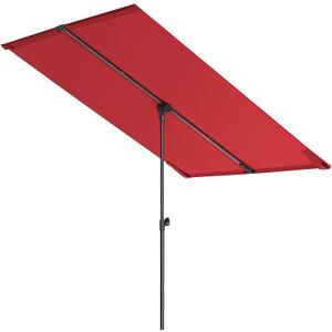 HOMSHADE 6x4ft Outdoor Balcony Umbrella - Flat Porch Pool Patio Umbrella Rectangular Canopy Shade UPF50+ UV Protection 360° Rotating & Tilting All Angles Applicable (Red, No Base)
