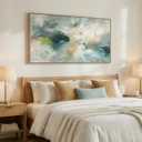 Large Framed Sage Green Abstract Wall Art for Living Room, Modern Teal Horizontal Canvas Prints Paintings Artwork for Walls, Contemporary Pictures Wall Decor for Bedroom Dining Room Office, 30x60 In