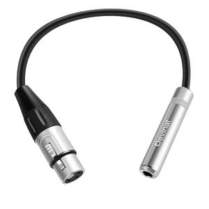 Devinal XLR Female to 1/4" Female calbe, XLR Jack to 6.35mm TS/TRS Quarter inch Audio Adapter Cord Connector Converter Metal Construction 1 feet (30 cm)