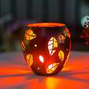 Metal Table Solar Lanterns Outdoor Waterproof, Solar Fire Bowl with Flickering Flame Garden Decor for Patio Outdoor, Solar Lantern Christmas Gardening Gifts for Women Grandma Mom