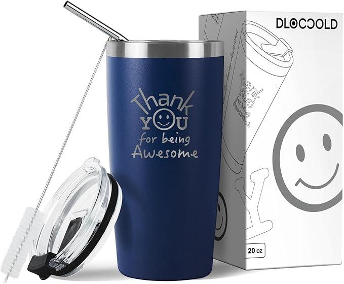 DLOCCOLD Thank You Gift for Coworkers, Valentine's Day, Appreciation for Employees, Teachers, Friends - Tumbler, Administrative Day (Navy Blue, 20 oz)