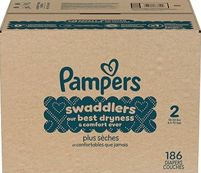 Pampers Diapers Size 2, 186 Count - Swaddlers Disposable Baby Diapers