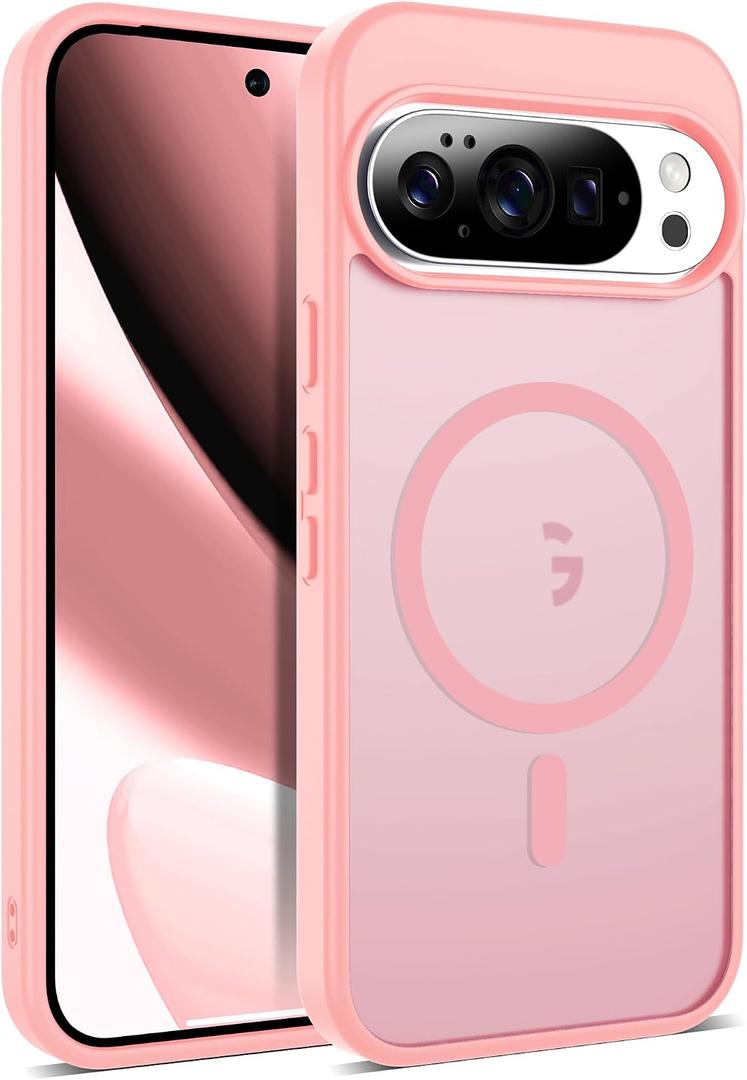 Compatible with Google Pixel 10 Case & Google Pixel 10 Pro Case with Magnetic [Compatible with Mag-Safe] Translucent Matte Phone Cases with Anti-Fingerprint Tech, Pink