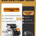 3/4 HP Shallow Well Booster Pump with Pressure Tank 1050GPH Auto ON/OFF Water Pressure Booster Self-Priming Stainless Steel Automatic Booster System for Whole House, Garden, Lawn
