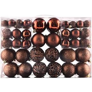 100ct Christmas Balls Tree Ornaments, Shatterproof Christmas Tree Decorations Set with Reusable Hand-held Gift Package for Holiday Xmas Tree Decor (Brown)