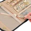 Pavilia Foldable Jewelry Organizer Roll Bag, Small Travel Pouch Wallet for Earrings, Rings, Necklaces, Bracelets (Quilt Black)