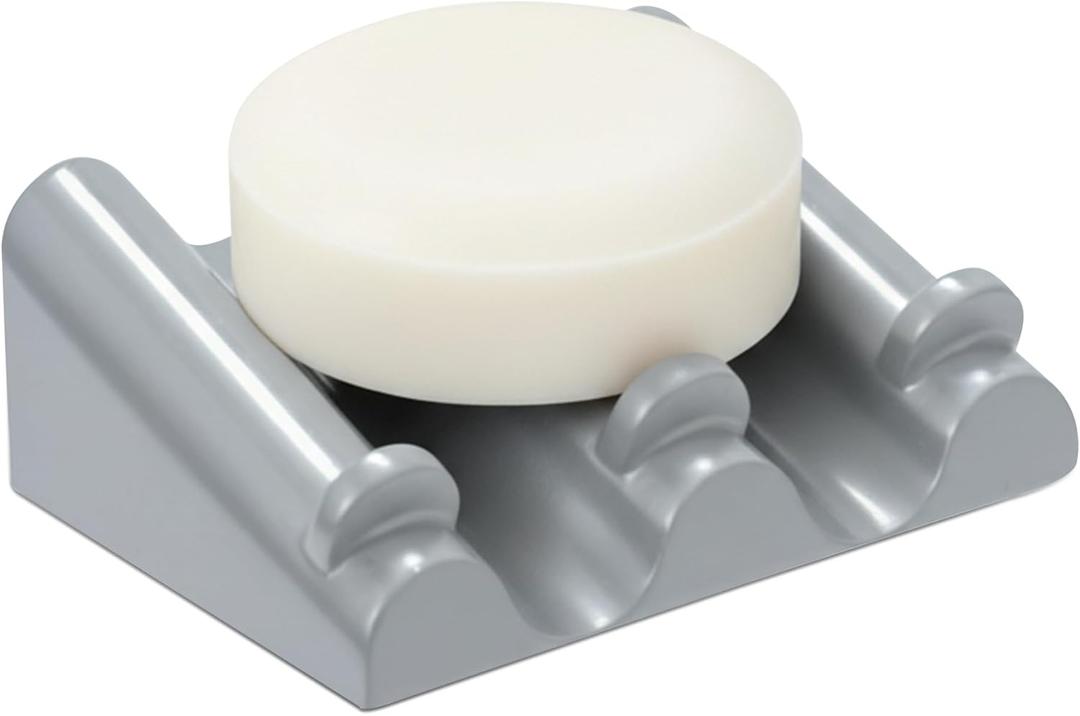 DOXOLOGY Gray Marble Soap Dish Bathroom Organizer - Resin Soap Dish with Rectangular Design 3.7" L x 2.8" W - Self Draining Soap Dishes Keeps Countertop Neat - Marble Look Soap Tray for Sink (Grey)