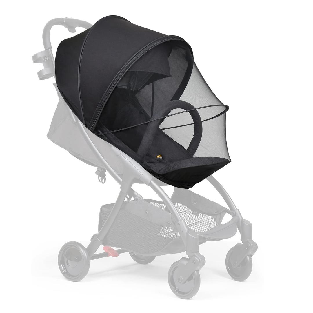 Beberoad Love Universal Stroller Sun Shade & Mosquito Net  2-in-1 Baby Stroller Cover with UV Protection & 2-Way Zipper for Infant Carriages, Prams, and Travel Strollers (Black)