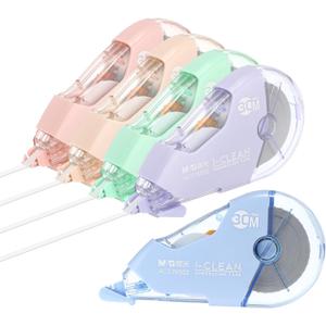 M&G 5Pcs 98 Ft Tape, Correction Tape Tear Resistant Whiteout Tape Fall Resistant Bulk Cute Transparent Dispenser for Classroom Office, Pastel Color