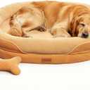 CWAWZ XL Orthopedic Dog Bed, Extra Large Dog Bed, Dog Sofa for Large Sized Dogs with Full-Surround Bolsters, Dual-Sided Dog Cooling Bed with Memory Foam, Washable Pet Sofa with Nonslip Bottom, Brown