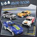 Slot Car Race Track Sets with 4 Slot Cars, Electric Race Car Track Include Slope Circular Overpass Track, Dual Racing Game Featuring Flash Bridge and Pendulum, Gifts Toys for Boys Kids Age 6 7 8-12